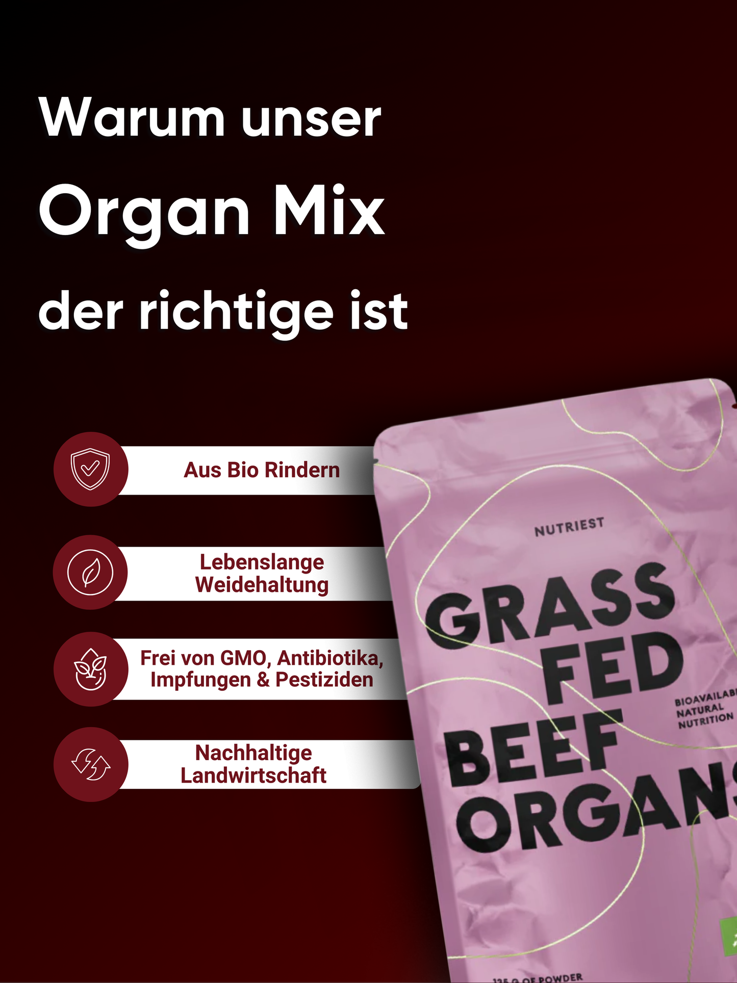 Getrocknetes Bio Weiderind Organ Mix Pulver online kaufen | Raw Animal