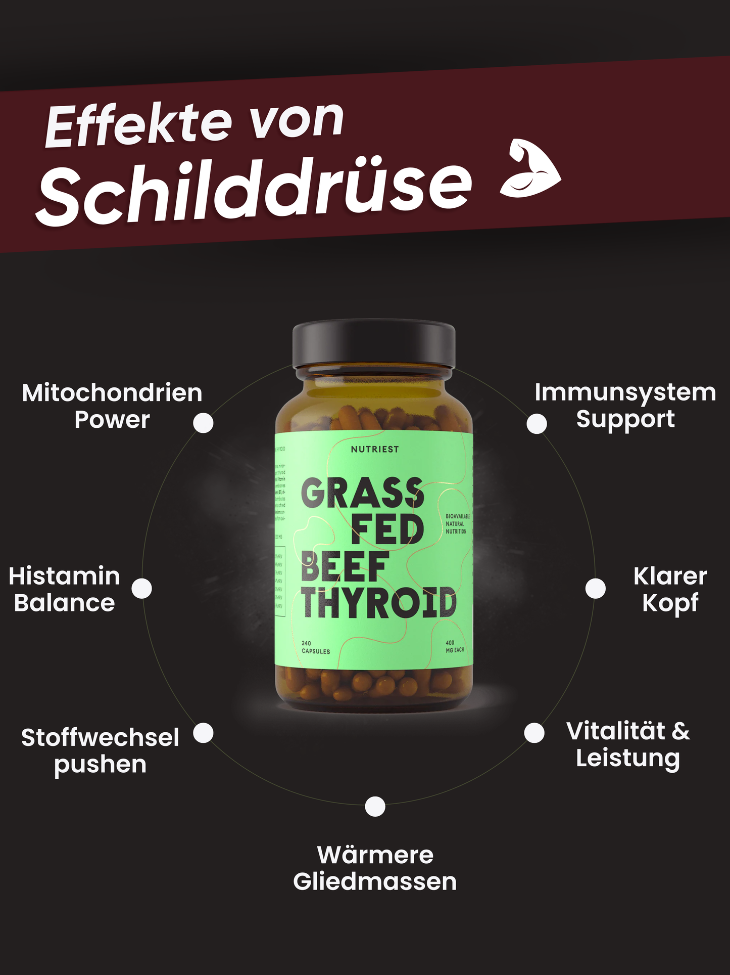 Dried Organic Pasture-Raised Beef Thyroid in Capsules