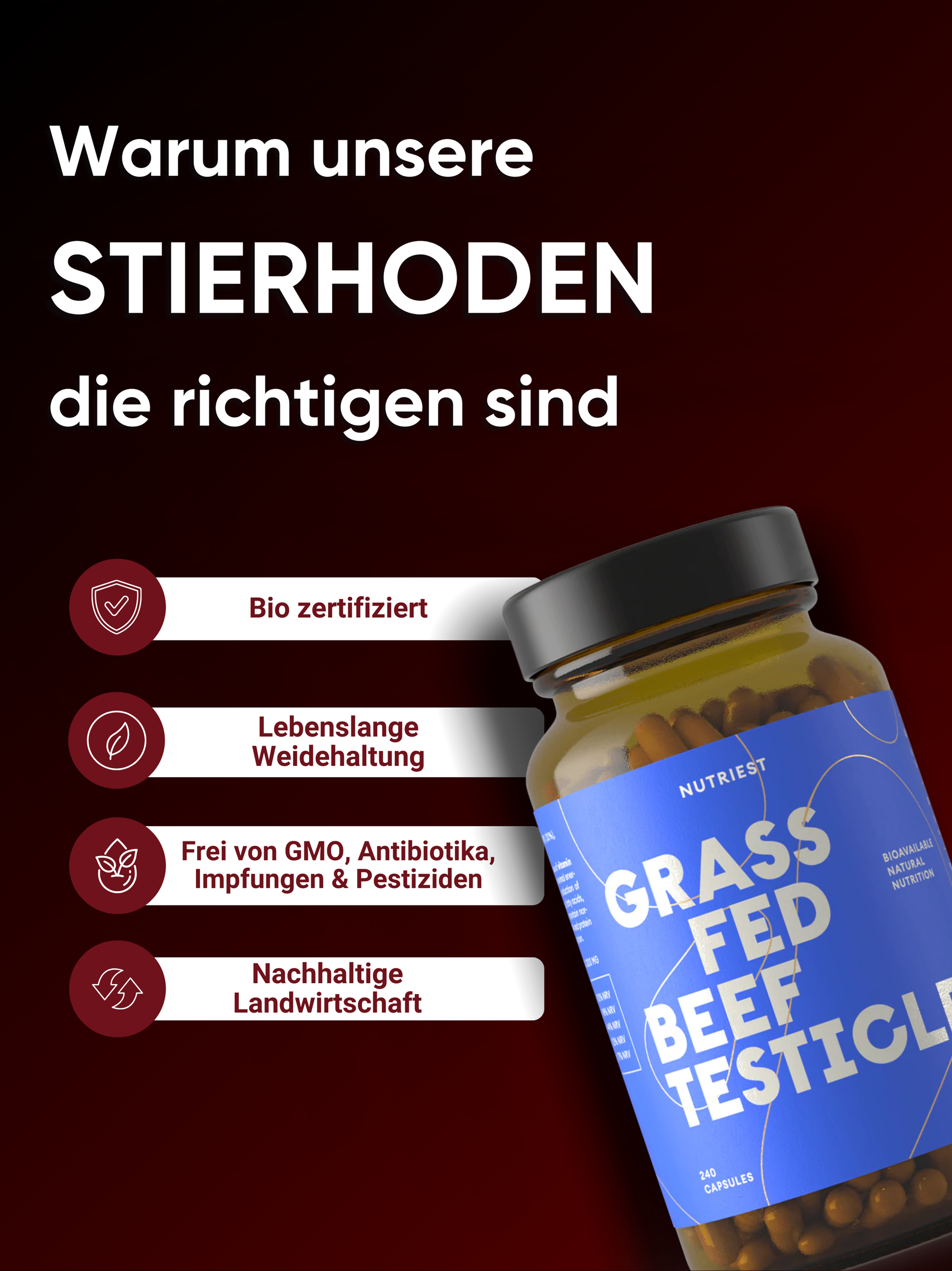 Getrocknete Bio Weiderind Hoden (Stierhoden) in praktischer Kapsel online kaufen | Raw Animal