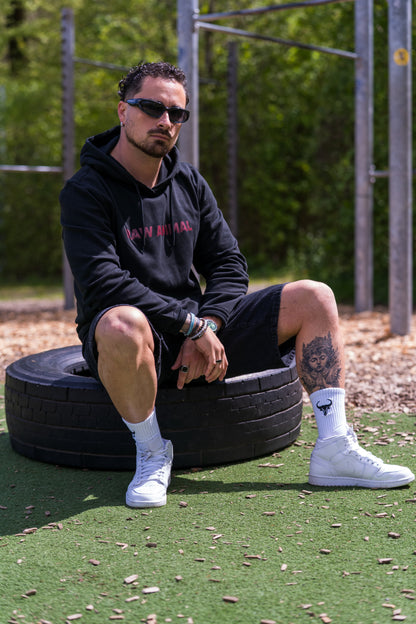 La Felpa con Cappuccio Raw Animal in Nero