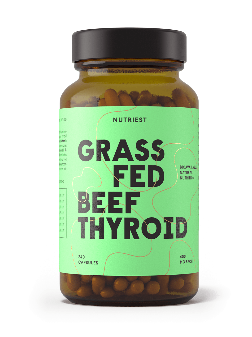 Dried Organic Pasture-Raised Beef Thyroid in Capsules