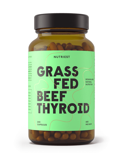 Dried Organic Pasture-Raised Beef Thyroid in Capsules