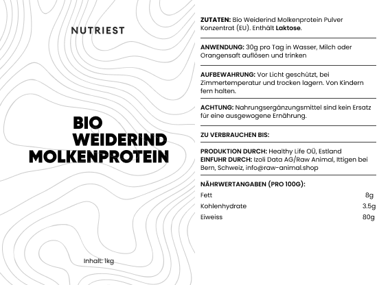 Proteína Whey Premium de Leche Orgánica de Pastoreo