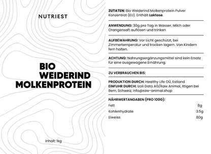 Proteína Whey Premium de Leche Orgánica de Pastoreo