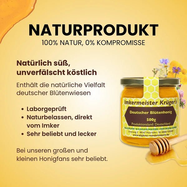 Deutscher Blütenhonig 500g Imkermeister Krüger - Raw Animal