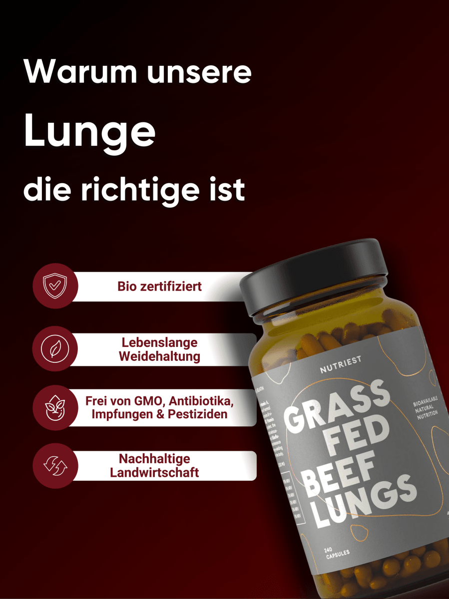 Getrocknete Bio Weiderind Lungen in Kapseln NUTRIEST - Raw Animal