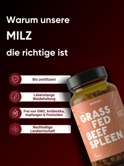 Getrocknete Bio Weiderind Milz in Kapseln online kaufen | Raw Animal