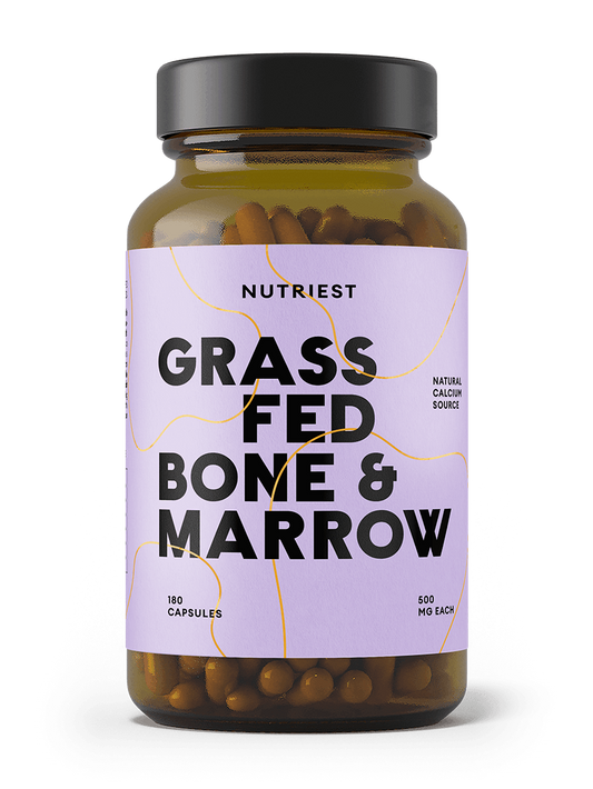 Ossa e midollo osseo di manzo da pascolo biologico essiccati in capsule